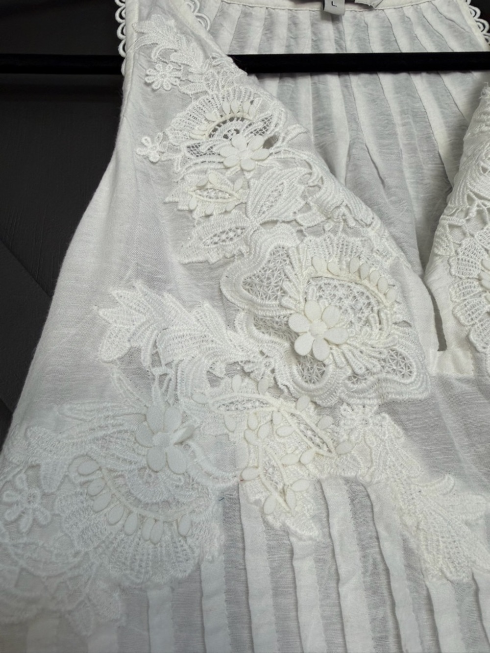 Anthropologie Ranna Gill Linen Lace Tank in White, Size Large - Picture 9 of 12